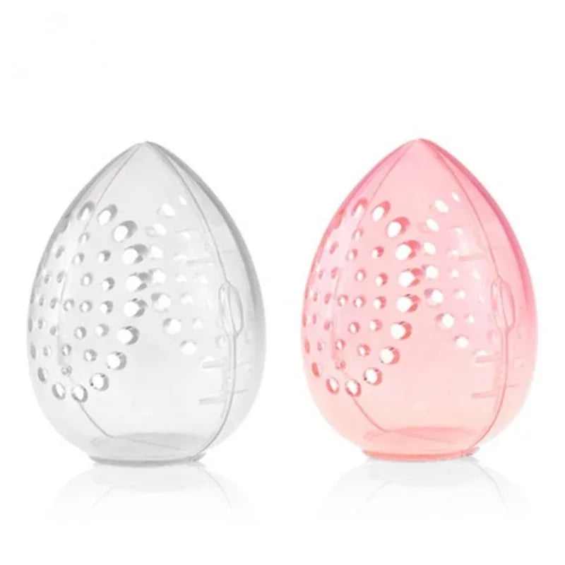 1pc Empty Transparent Puffs Drying Box Storage Case Portable Sponge Stand Cosmetic Egg Shaped Rack Makeup Puff Holder