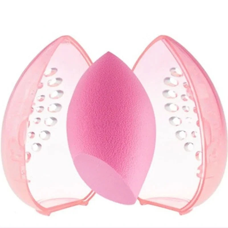 1pc Empty Transparent Puffs Drying Box Storage Case Portable Sponge Stand Cosmetic Egg Shaped Rack Makeup Puff Holder